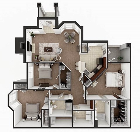 3 bed apartment in Lubbock floor plan